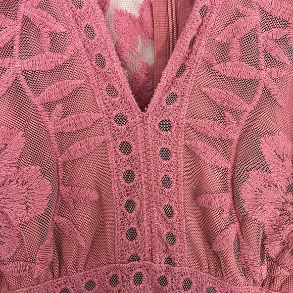 HONEY PUNCH - Lace maxi dress romper embroidered kimono sleeves small bohemian - Picture 5 of 14